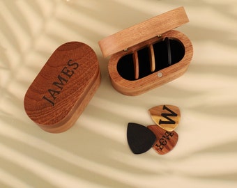 Personalized Guitar Picks Box,Custom Wooden Guitar Pick Case,Engraved Guitar Pick Holder For Display,Guitarist Musician Music Gift,Dad Gifts