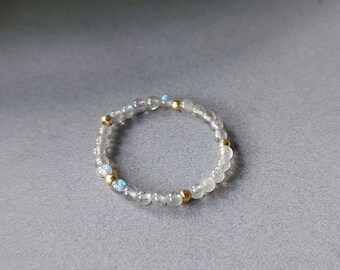 Labradorite brass stacking ring