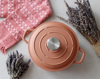 Enameled cast iron steaming pot - ORANGE