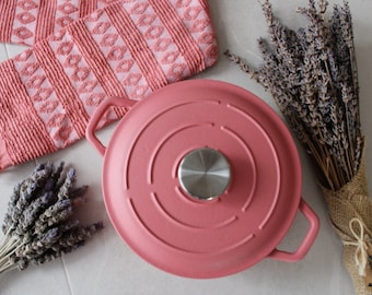 Enameled cast iron steaming pot - PINK