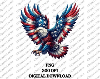 Patriotic Eagle USA Flag PNG Clipart, Independence Day (Digital Download)