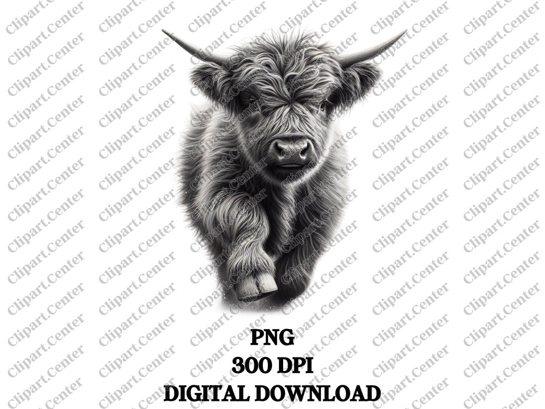 Highland Cow PNG, Baby Cow Design, Digital Download, Farm Animal ...