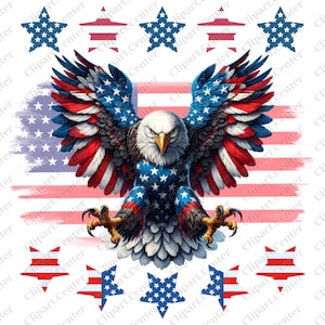 Patriotic American Eagle PNG, USA Flag Png, 4th of July Independence Day, Digital Download, Sublimation Design