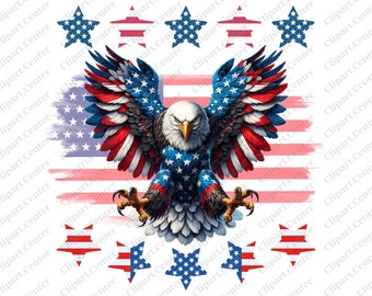 Patriottische Amerikaanse adelaar png, sublimatie vlag VS (digitale download)