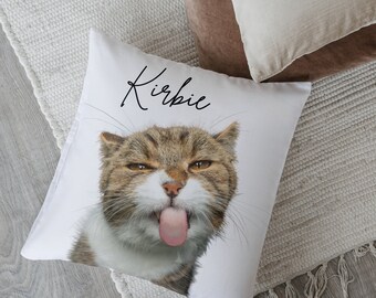 Personalized Cat Pillow, Personalized Two Pet Pillow, Dog Memorial Gift,Pet's Image on Pillow,Fur Mom gift,Cat Lover, Dog Lover Gift