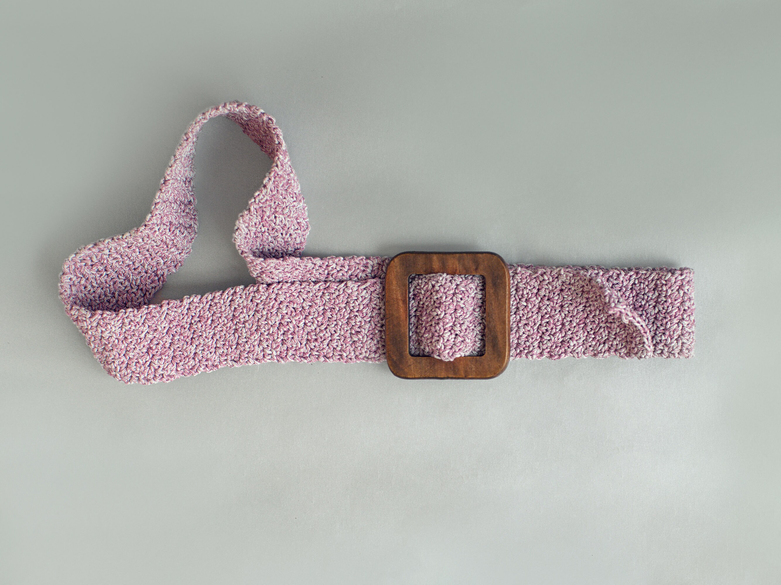 Crochet Belt With Square Buckle, Knit Bohemian Belt, Pink  display picture 3