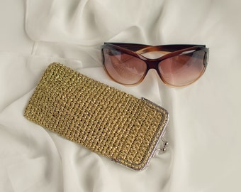 Estuche de crochet para gafas de sol, Estuche blando para gafas, Estuche para gafas de lectura, Funda elegante para gafas, Estuche para gafas de sol con cierre de beso