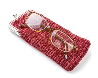 Estuche para gafas de sol con cierre de beso, Estuche para gafas de sol de crochet, Estuche suave para gafas, Estuche para gafas de lectura, Funda elegante para gafas