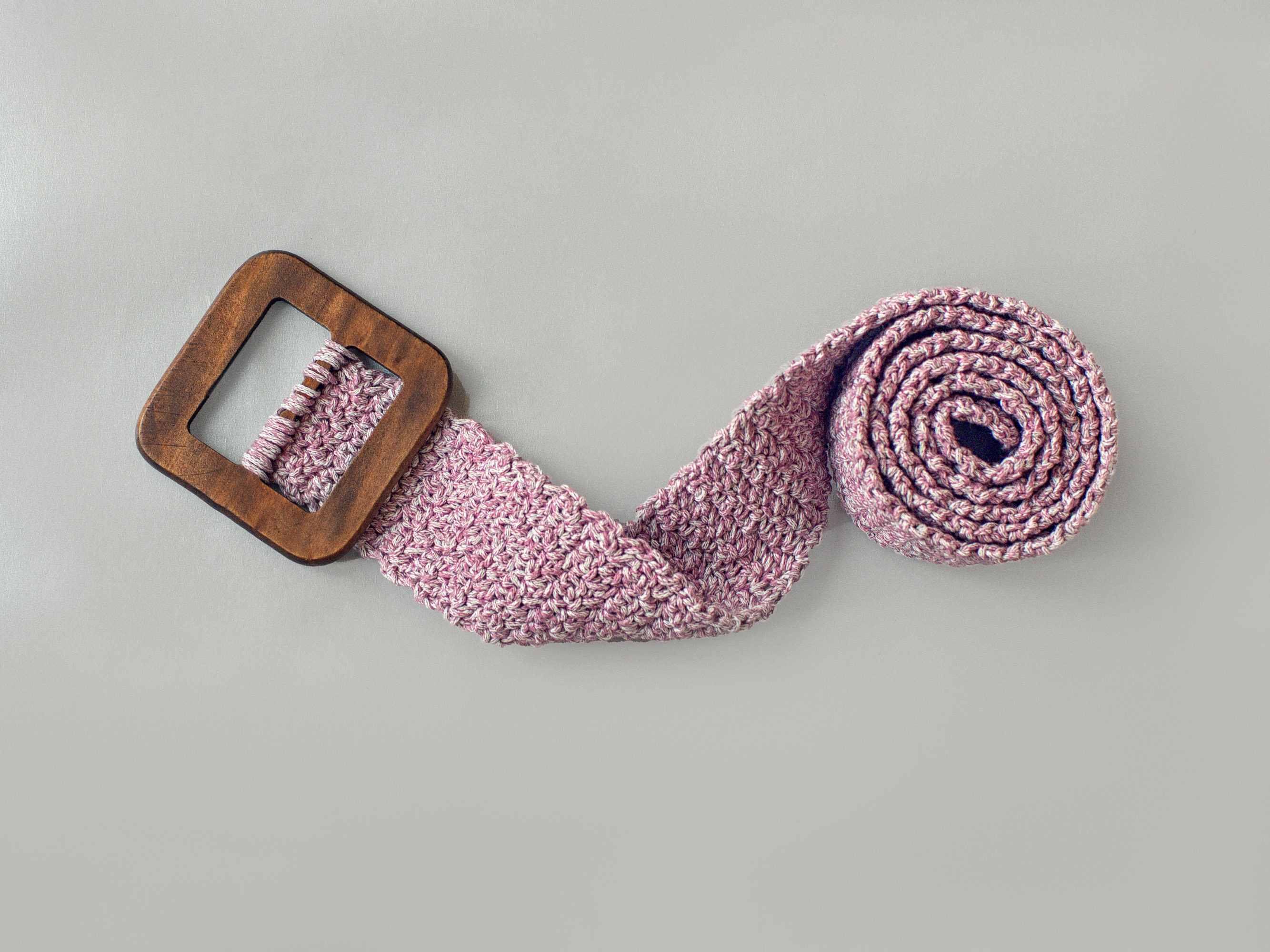 Crochet Bohemian Belt with square Vegan Leather Buckle Crochet Belt With Square Buckle, Knit Bohemian Belt, Green  main image 2