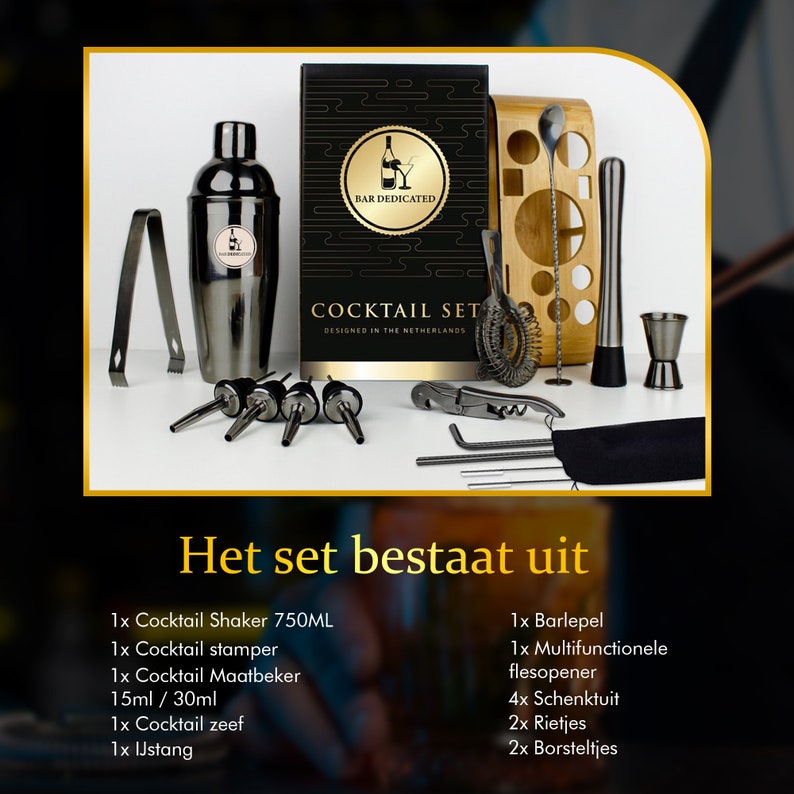Buddy's Bar - Bar-Shaker Classic, hoogwaardige 700 ml shaker, cocktailshaker, voedselveilig, geschenkverpakking inbegrepen, antiek roestvrij staal