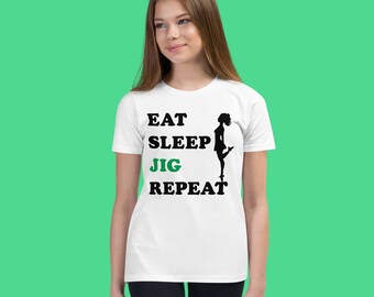 Irish Dancer T-Shirt Gift 'Eat, Sleep, Jig, Repeat' Irish Dancing Dance Tee - Youth Childrens Teen Kids