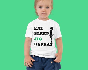 Irish Dancer T-Shirt 'Eat, Sleep, Jig, Repeat' Gift Irish Dance Dancing Tee - Young Kids Childrens Toddlers
