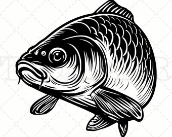 Carp SVG for Crafts - Digital Download for Cutting, Engraving & Laser Projects, T-Shirt Design, Carp Silhouette Vector