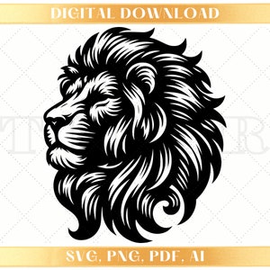 Silueta de león para corte y grabado por láser: perfecta para manualidades, diseños y decoración de camisetas, vector SVG de león