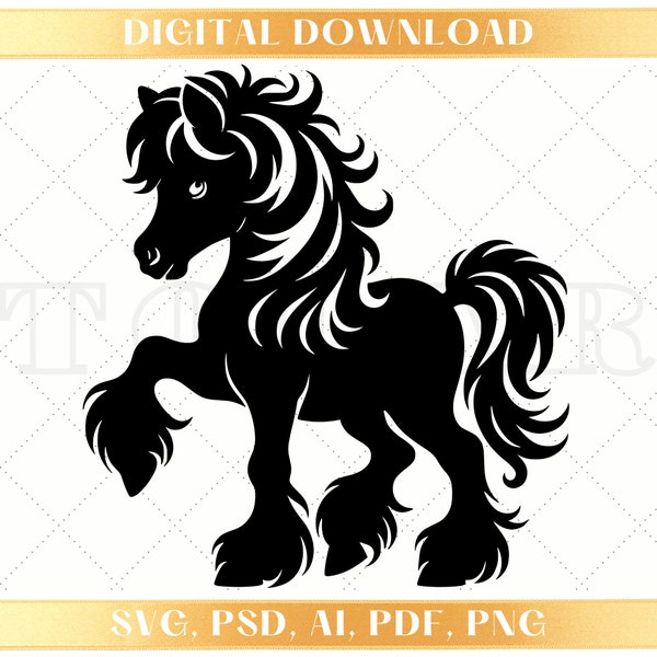 Cute Horse | Pony SVG Vector for Laser Cutting - Adorable Horsie Silhouette, Perfect for DIY Crafts & T-Shirt Designs