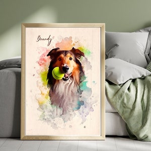 Personalized Pet Art Gift Custom Watercolor Portrait Using Pet Photo Personalized Digital Dog Portraits Cat Portrait Custom Pet Memorial Art