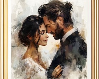 Aquarelle de mariage personnalisée, cadeau de mariage personnalisé, impression meilleur ami, cadeau d'anniversaire personnalisé, cadeau d'anniversaire personnalisé