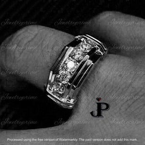 Anillo de hombre de moissanita genuina VVS1/D de corte redondo de 3 quilates, plata esterlina sólida 925 chapada en oro blanco, anillo de promesa, banda para el meñique. PASA EL PROBADOR DE DIAMANTES