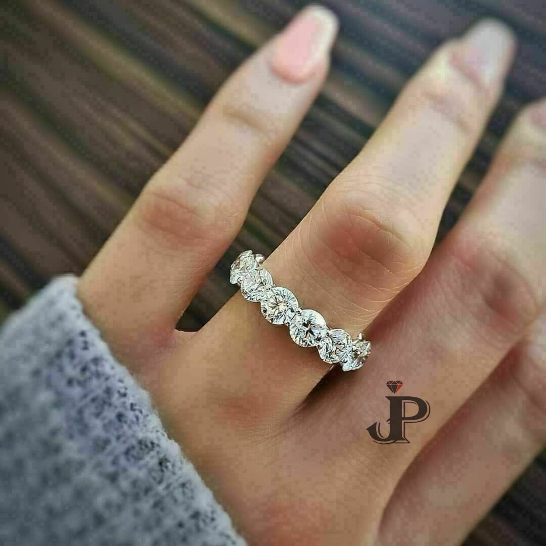 Anello Dell'eternità Con Diamanti Simulati Art Déco, Argento - Foto 8