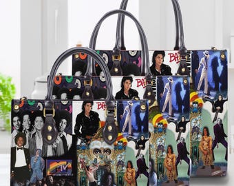 Set personalizzato di borsa e portafoglio vintage di Michael Jackson, borsa tote del Re del Pop, regalo per i fan di MJ, borsetta per amanti della musica, borsa alla moda personalizzata per donna