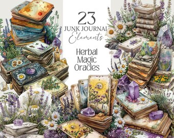 Herbal Oracle Tarot aquarel png clipart digitale grimoire, ongewenste dagboek Wicca stickers, boek der schaduwen, plakboek, stationair, kortstondige