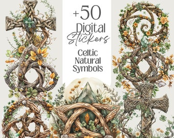 Celtic Nature Symbols: Grimoire Clipart & Stickers (Digital Download)