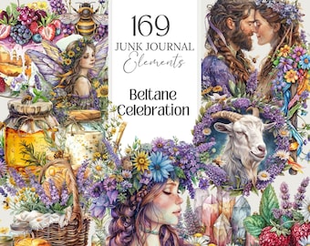 Beltane Celebration Witch for Digital Grimoire, Book Of shadows, Junk Journal Kit Witchy Planner, Wicca Printable Stationery, Ephemera