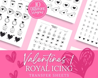 Valentine's Royal Icing Transfer Sheets: Cookie Decorating Template (Digital Download)