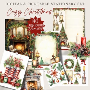 Cozy Christmas png Clipart Xmas Junk Journal holiday Stationary xmas scrapbook paper rustic xmas ephemera xmas planner sticker fussy cut