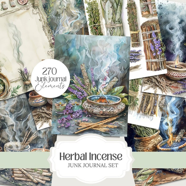 Herbal Incense Witch Witchcraft Watercolor Wiccan Junk Journal Clipart PNG digital grimoire Bundle. for Commercial Use. Scrapbook, planner