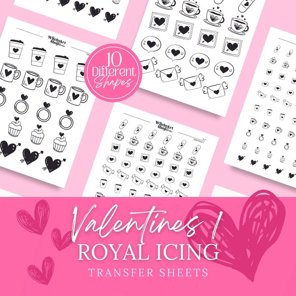 Valentines 1 love Royal Icing Transfer Sheets, Printable Cookie transfer Sheets love sprinkles, Cookie Decorating icing template practice