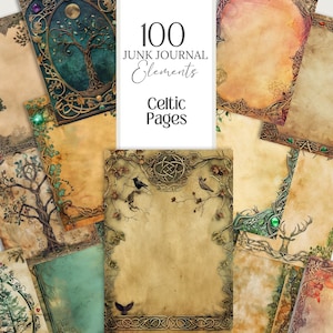 Celtic Magic Pages png Copertine per Grimoire digitale per il Libro delle ombre, carta per scrapbooking delle streghe, diario di streghe, pianificatore delle streghe, artigianato