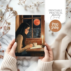 Tarjeta con cita de Magia Práctica / Hermanas Brujas Owens (descarga digital PNG) para grimorios, álbumes de recortes, arte mural, diarios, sublimación y manualidades.