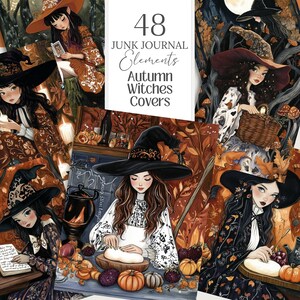 Mabon Autumn Fall Witches Png Junk Journal Covers for Digital Grimoire ...