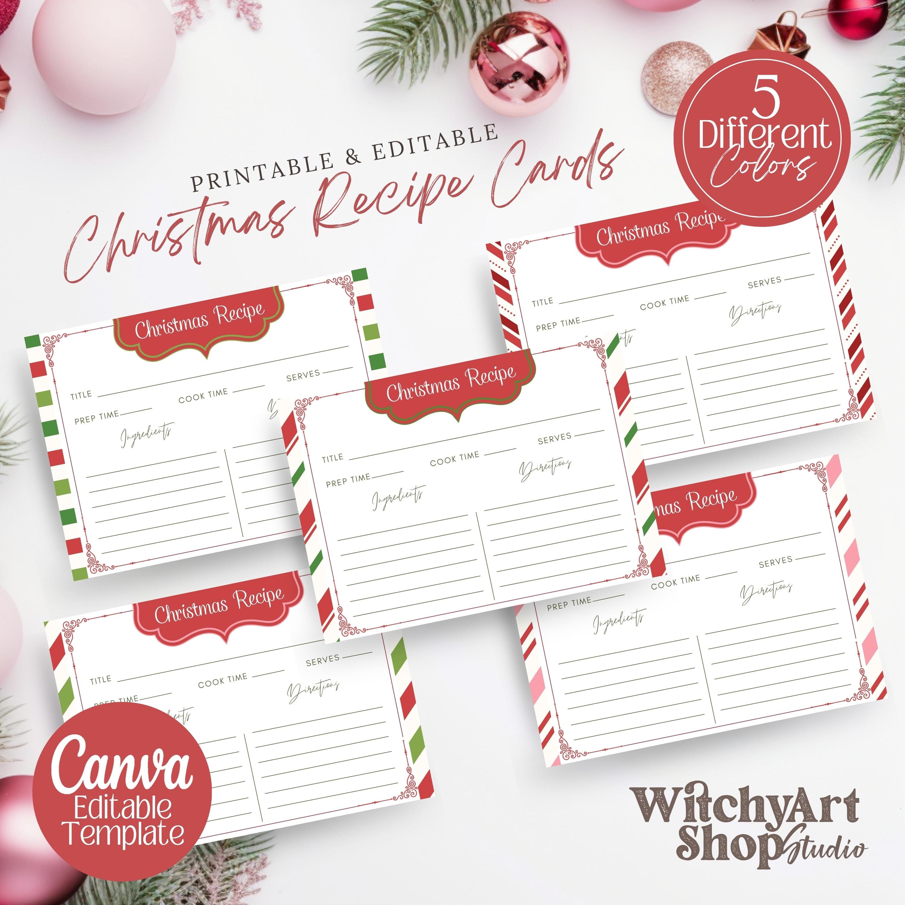 Printable Christmas Holiday Recipe Card Png Template, Cooking Recipes ...
