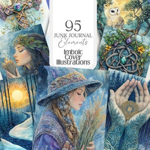 Imbolc png Ilustração Wiccan Capa Bruxa Grimório Planejador de inverno Roda do Ano arte Livro das Sombras Sublimação pagã bruxa Efêmera