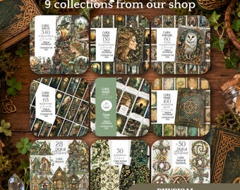 Celtic Witch Super Bundle for Wiccan Grimoire Witchy Junk journal Bookmarks Spiritual Scrapbook Paper Pagan Ephemera art