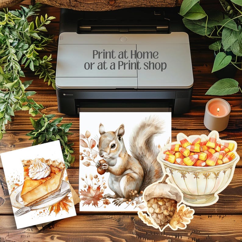 Collection of over 100 boho, cozy, neutral color fall/autumn watercolor PNG images with transparent backgrounds. Ideal for creating stickers, planners, scrapbooks, junk journals, ephemera, sublimation crafts, and various DIY projects