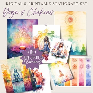 Holistic Promo Bundle Meditation Mindfulness png, Junk Journal Digital Paper, Planner pages, spiritual Stationary, scrapbook, Commercial Use