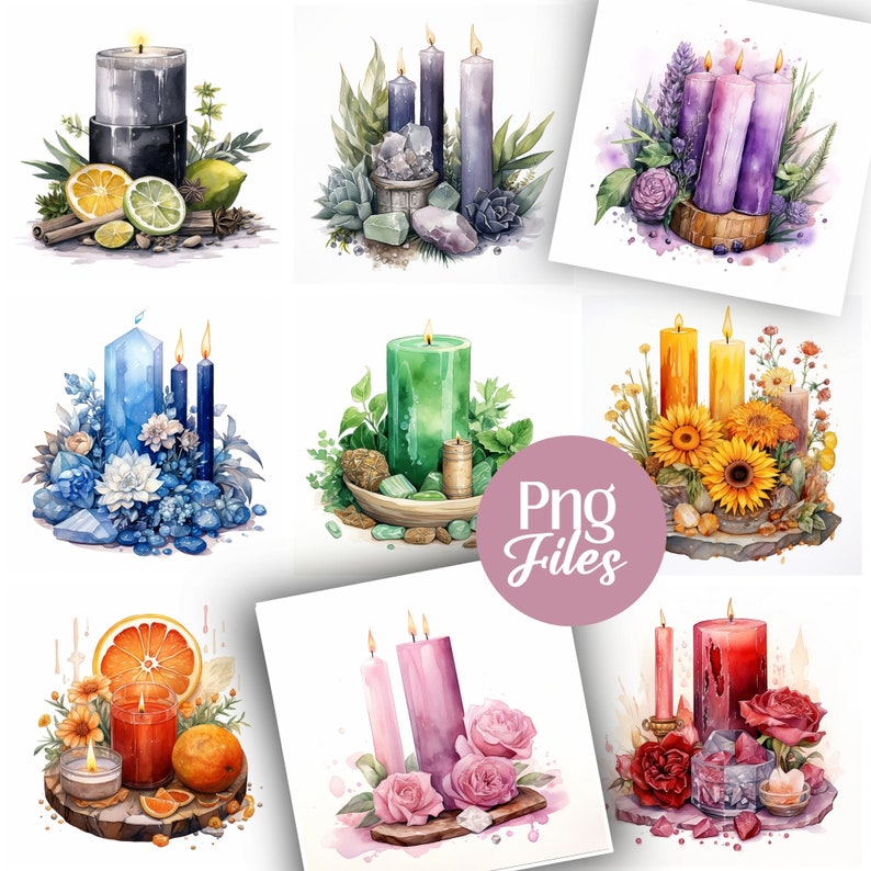 Candle Magic Witch Clipart Witchy Planner Stickers Wallpaper for Digital Grimoire Stickers for Book of Shadows, Witch Junk Journal Kit
