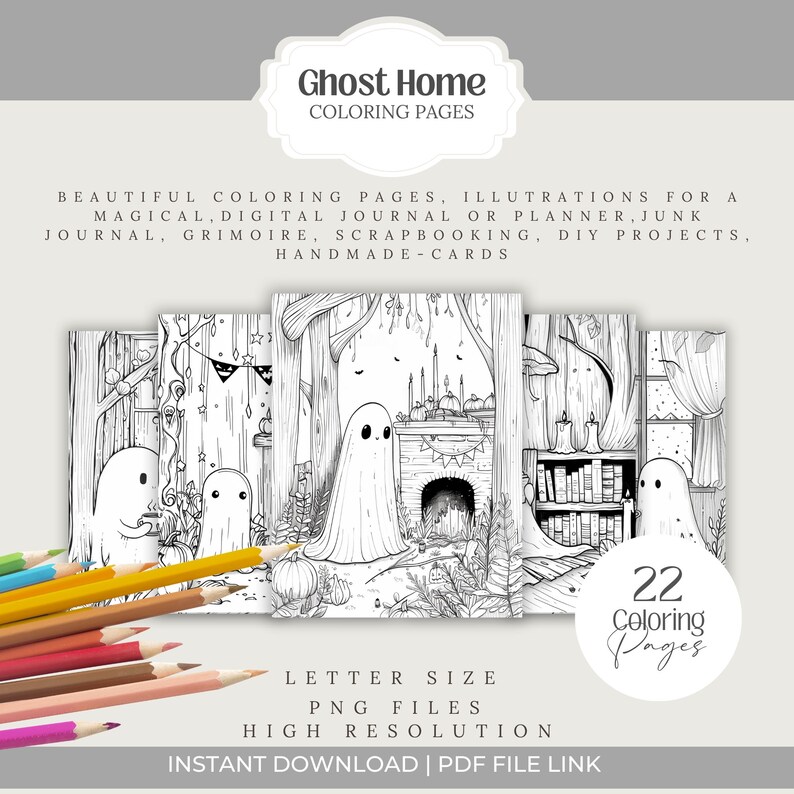 Cute Ghost 3 halloween spooky Coloring Pages book kawaii, anime, scary, teen party, kids activities, magic grayscale, witch, stress relief