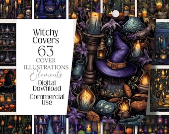 Witchy Illustrations: Digital Grimoire Pages for Canva (PDF Download)