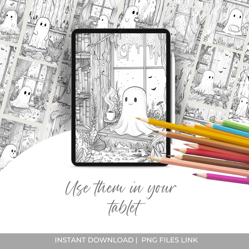 Cute Ghost 3 halloween spooky Coloring Pages book kawaii, anime, scary, teen party, kids activities, magic grayscale, witch, stress relief