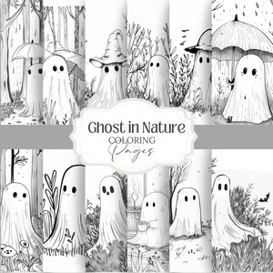 Cute Ghost 2 halloween spooky Coloring Pages book kawaii, anime, scary, teen party, kids activities, magic grayscale, witch, stress relief