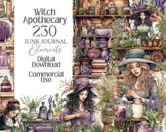 Witch Apothecary Digital Paper Set, Grimoire, Book of Shadows (Digital Download)