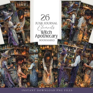 Marcadores de aquarela Green Witch Apothecary | Etiquetas de bruxa de ervas, rótulos, álbum de recortes, diário de lixo, clipart, adesivos, sublimação 26 PNG