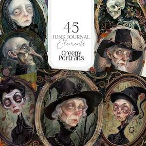 Retrato assustador PNG Bruxa Eerie Wizard Ilustração Casa mal-assombrada Bruxa Cartão de Halloween arte de parede assustadora Design Livro das sombras Grimório Capa