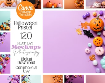 Pastell Halloween Fotografie Kulissen | Canva Vorlage (Digitaler Download)