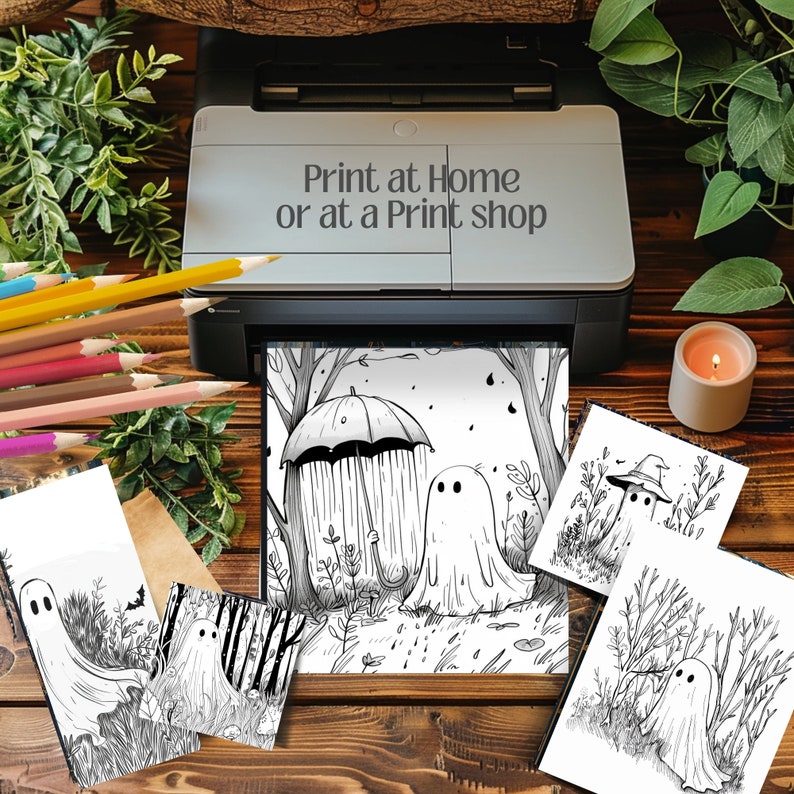 Cute Ghost 2 halloween spooky Coloring Pages book kawaii, anime, scary, teen party, kids activities, magic grayscale, witch, stress relief