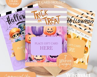 Halloween Gift Card Holder, Editable Canva Template